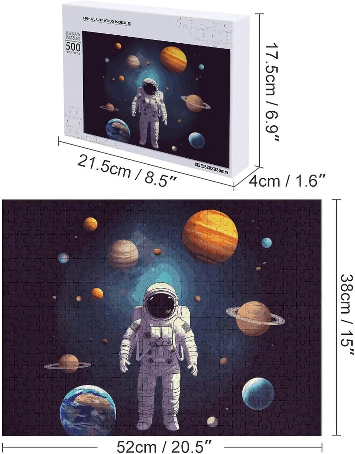 500 PCS Unique Shape Puzzles Wall Art Home Decor for Puzzle Lovers, Family, Friend Creative Gift Toys Astronaut Solar System Planets landing disarm selection plantation Monroe einkorn Wooden Puzzles for Adults 