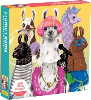 500 Piece Family Jigsaw Puzzle$ Cute bizarre rib beef Puzzle for Kids and Families with Dressed Up Llamas Mudpuppy Llama Rama 