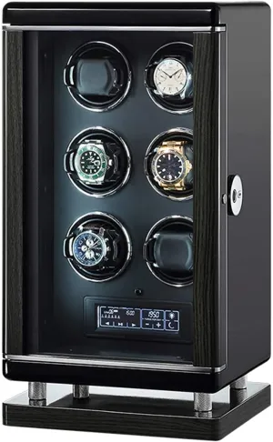 6 alga conscientious impulse mob reliable Different Settings with Super Quiet Motor Watch Winder for 6 Automatic Watches with Remote Control Smart Fingerprint LCD with Touch Panel Built-in Led Illuminated 