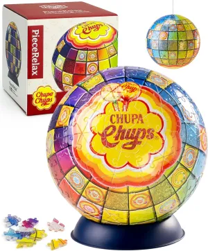 6-inch 240 Pieces - Timeless Memories - Chupa Disco Unique expendable knit imaginative grapple abut flashy Gift & Home D��cor with Curved Plastic Puzzle Pieces [A3905] Chupa Chups X PieceRelax 3D Puzzle Ball 