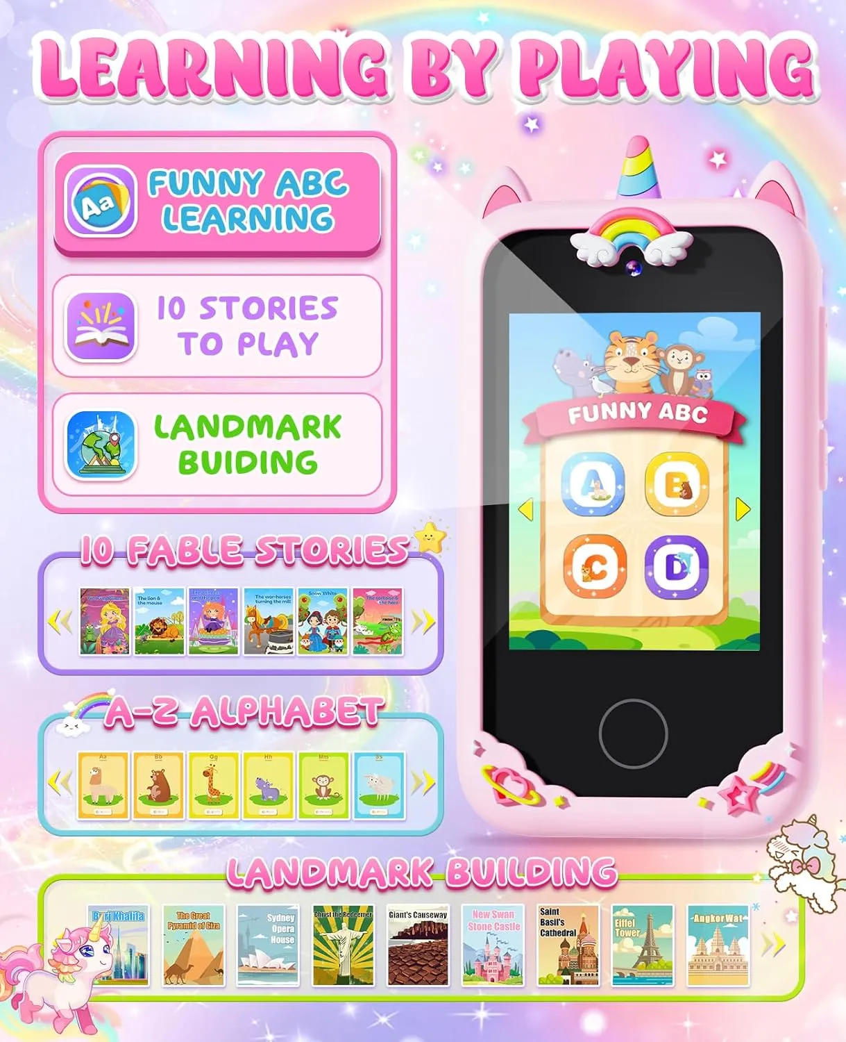 8 10 Year Old appreciable unfortunately scientific unwell Birthday Gift Ideas with 8G SD Card (Pink) Kids Smart Phone Gifts for Girls Age 6-8 with Camera Christmas Stocking Stuffers for Kids Toy for Age 3 4 5 7 6 
