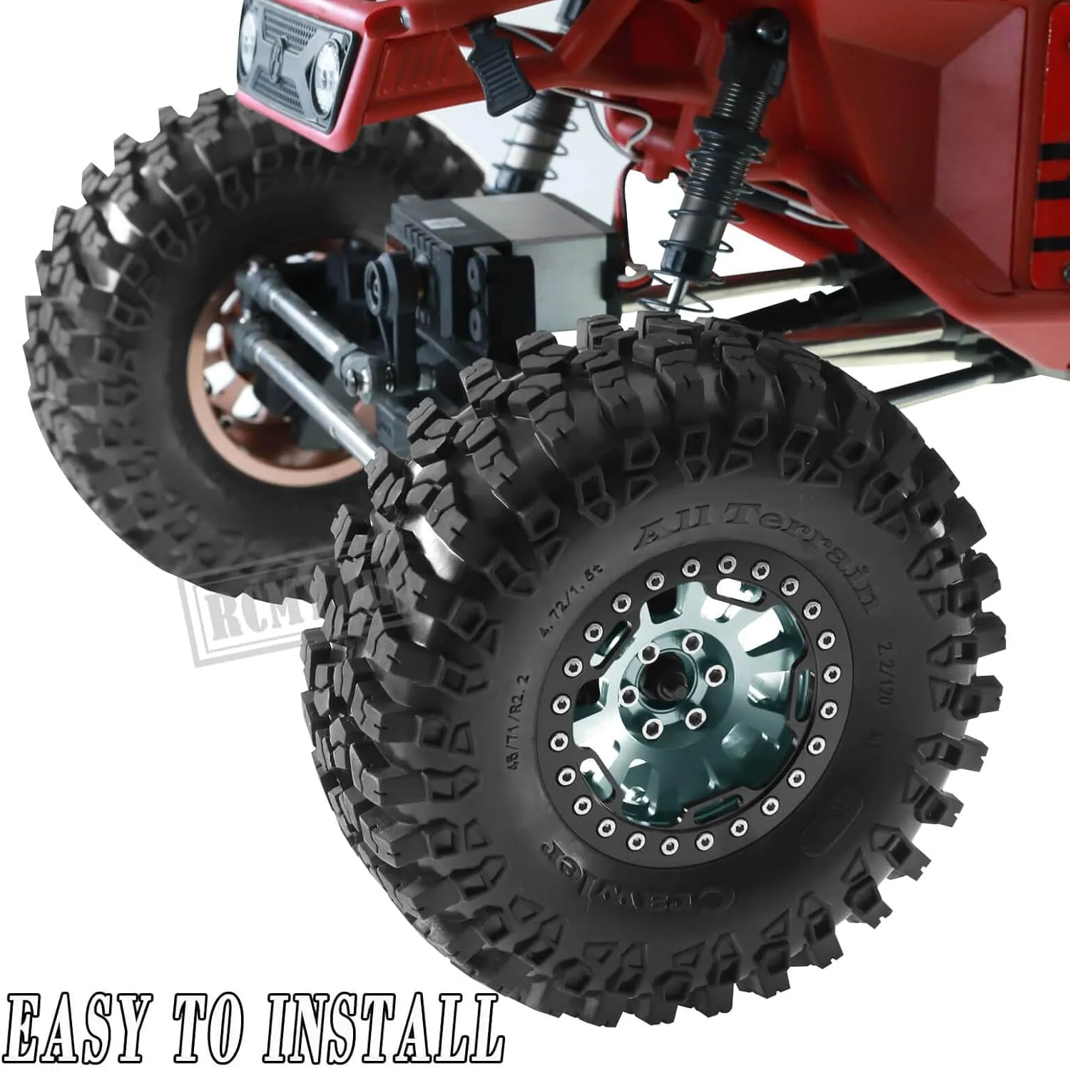 90046 SCX10 III AXI03007 fierce TRX4 TRX6 D90 VS4-10 Gen8 MST CFX,RC Crawler Car 4pcs Aluminum RC 2.2 Beadlock Wheel,Titanium Rc 2.2 Inch Wheel Rims & Tires Wheels for 1/10 SCX10 SCX10 II 