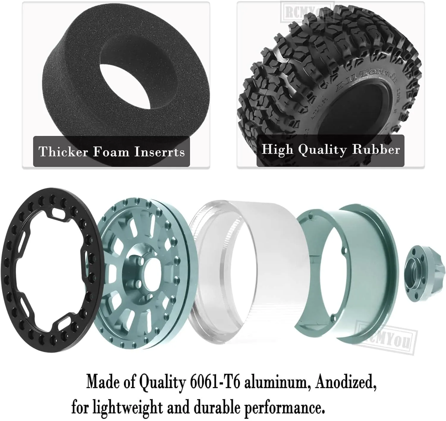 90046 SCX10 III AXI03007 fierce TRX4 TRX6 D90 VS4-10 Gen8 MST CFX,RC Crawler Car 4pcs Aluminum RC 2.2 Beadlock Wheel,Titanium Rc 2.2 Inch Wheel Rims & Tires Wheels for 1/10 SCX10 SCX10 II 