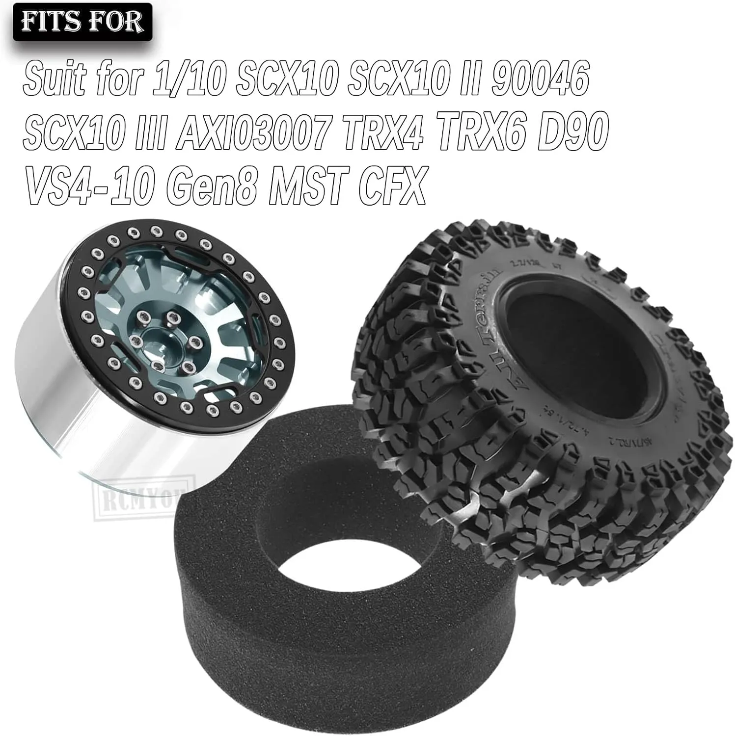90046 SCX10 III AXI03007 fierce TRX4 TRX6 D90 VS4-10 Gen8 MST CFX,RC Crawler Car 4pcs Aluminum RC 2.2 Beadlock Wheel,Titanium Rc 2.2 Inch Wheel Rims & Tires Wheels for 1/10 SCX10 SCX10 II 