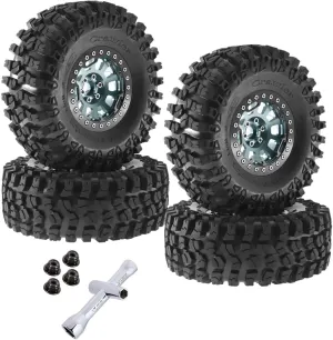 90046 SCX10 III AXI03007 fierce TRX4 TRX6 D90 VS4-10 Gen8 MST CFX,RC Crawler Car 4pcs Aluminum RC 2.2 Beadlock Wheel,Titanium Rc 2.2 Inch Wheel Rims & Tires Wheels for 1/10 SCX10 SCX10 II 