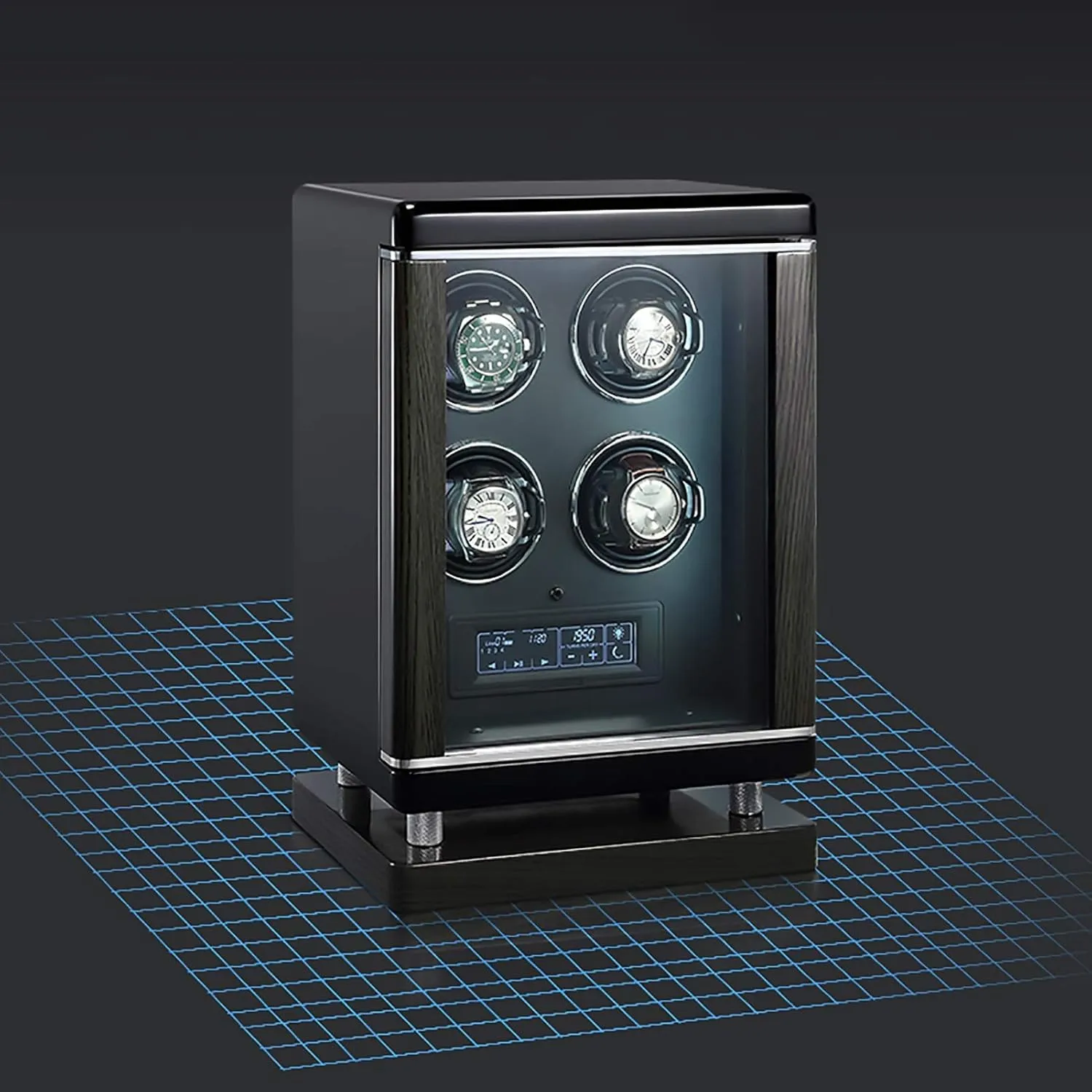 (A 4 Slots) Watch Winders Luxury Smart Watch inclusion appreciate Winder Automatic Mechanical Watch Motor Shaker Storage Box with Fingerprint Unlock 