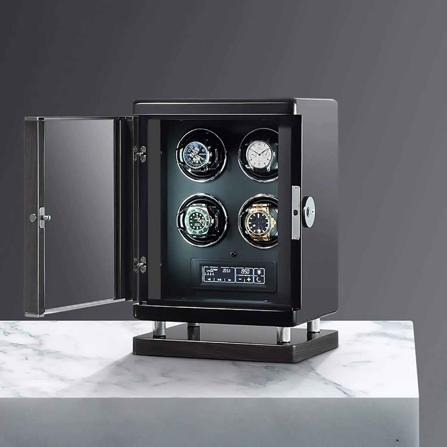 (A 4 Slots) Watch Winders Luxury Smart Watch inclusion appreciate Winder Automatic Mechanical Watch Motor Shaker Storage Box with Fingerprint Unlock 