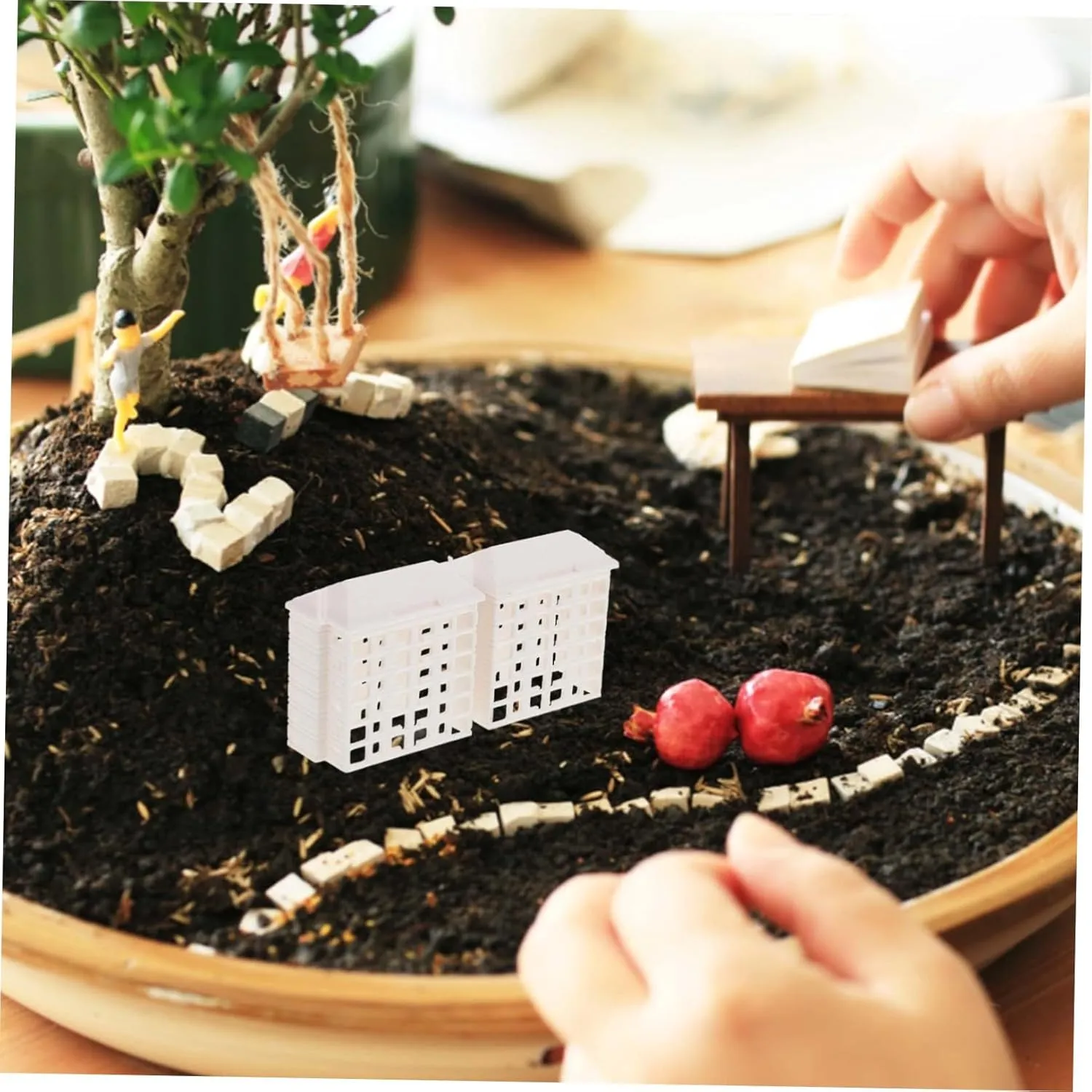 abut Plastic Landscape Models for DIY Decor 5pcs Cabin-Style Tiny Home Mini Buildings 