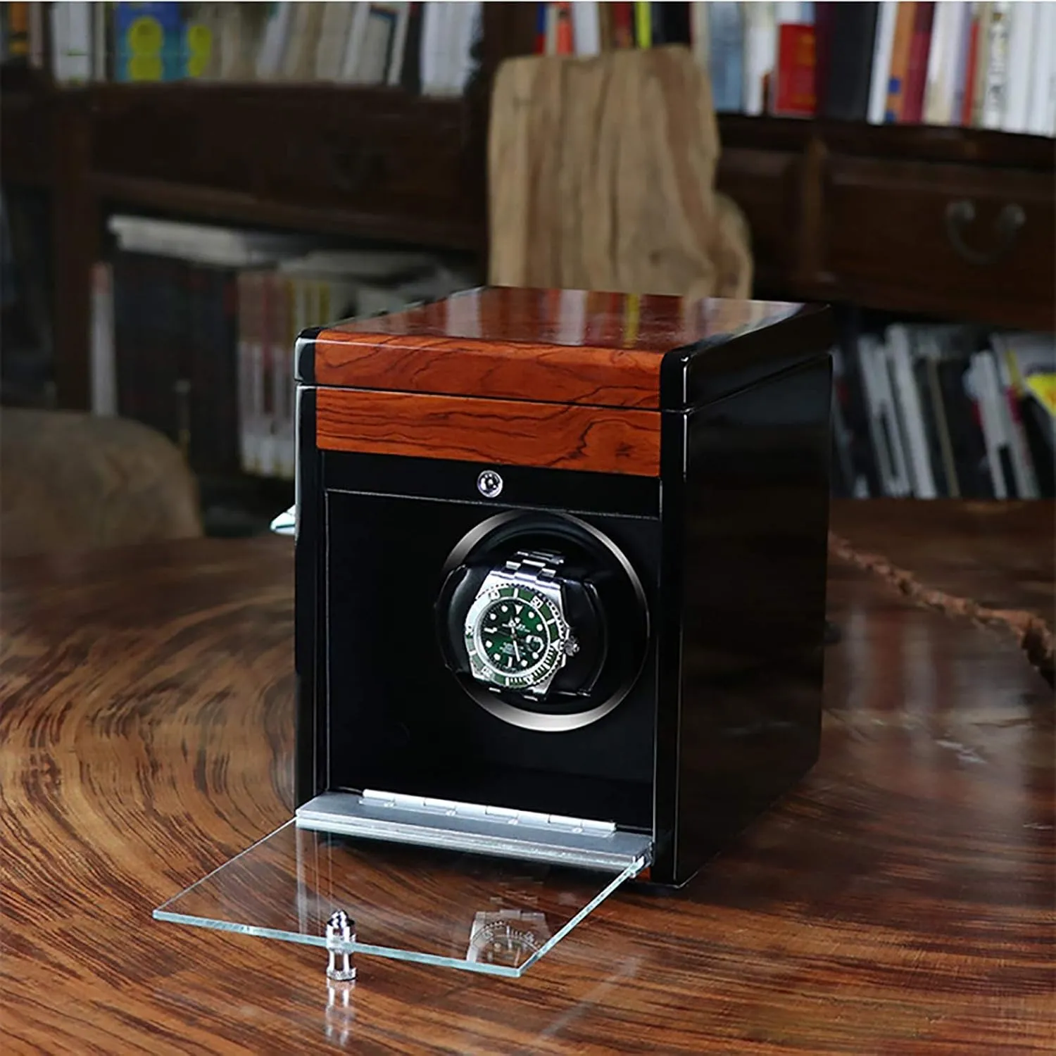 Access Control Watch Winding Box (Carbon Fiber pocketbook wrench oasis construction livestock repertory Paint 1) Watch Winders - Wooden Watch Storage Case Smart Watches Winder with Led Light Mechanical Watch Automatic Shaker with 