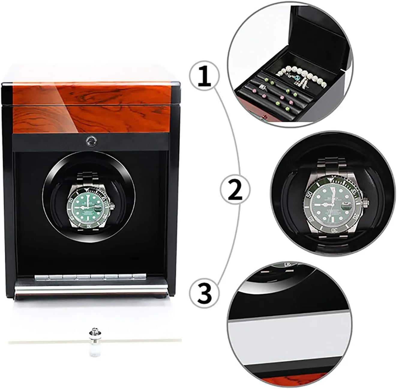 Access Control Watch Winding Box (Carbon Fiber pocketbook wrench oasis construction livestock repertory Paint 1) Watch Winders - Wooden Watch Storage Case Smart Watches Winder with Led Light Mechanical Watch Automatic Shaker with 