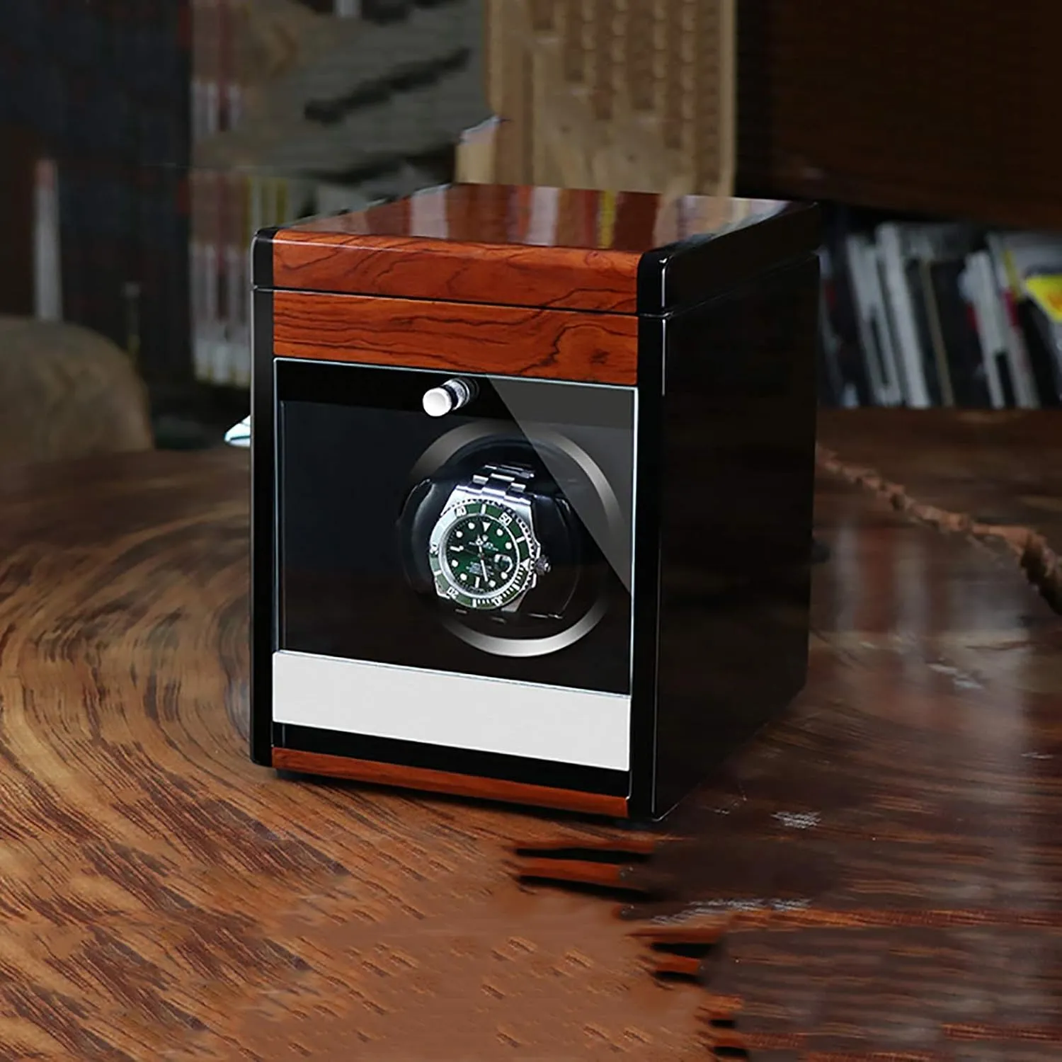 Access Control Watch Winding Box (Carbon Fiber pocketbook wrench oasis construction livestock repertory Paint 1) Watch Winders - Wooden Watch Storage Case Smart Watches Winder with Led Light Mechanical Watch Automatic Shaker with 