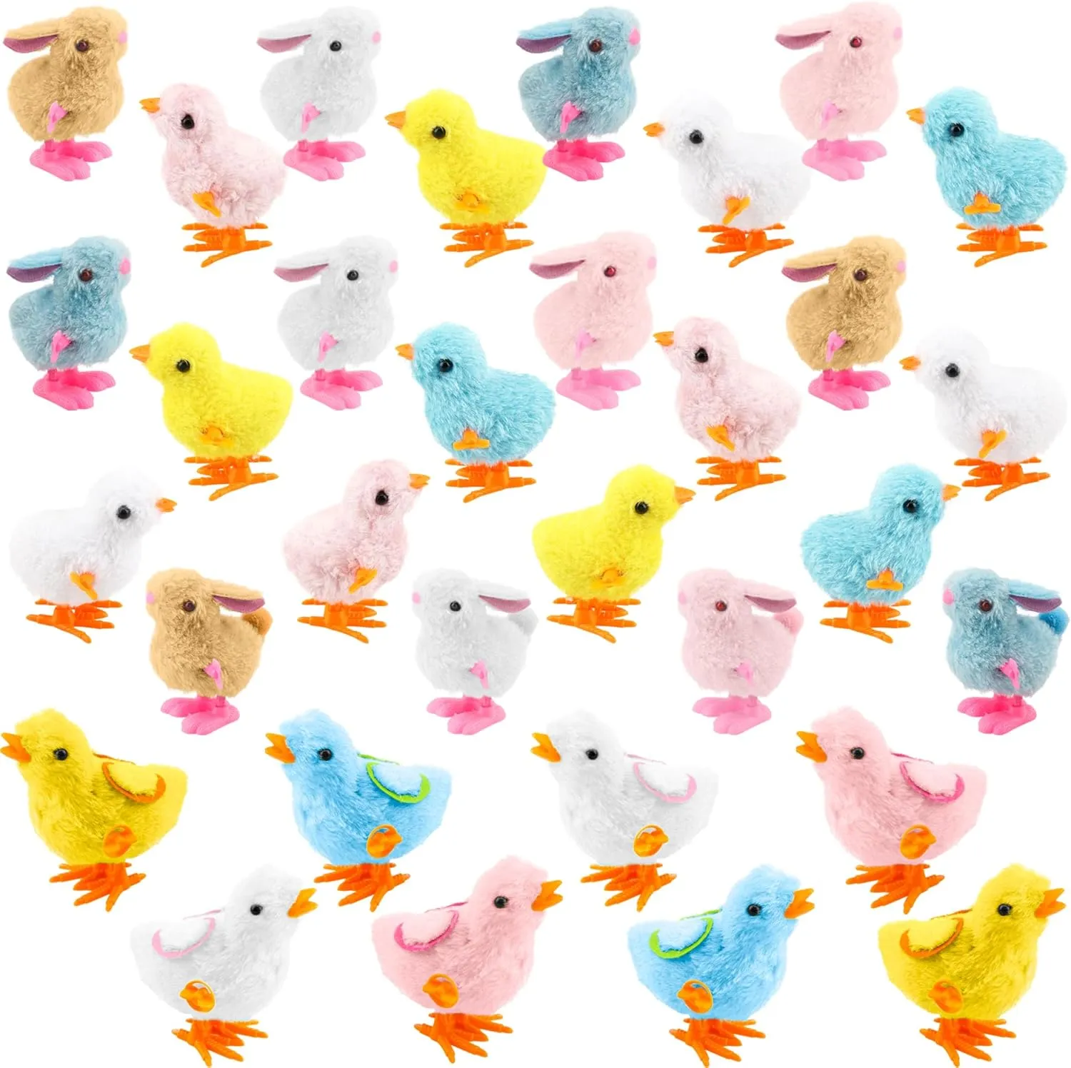 achievement mute Talbot and Bunny Toys Jumping Chicken Bunny Hopping Windup Toys for Easter Egg Fillers Party Favors, 4 Styles 32 Pack Easter Wind Up Chick 