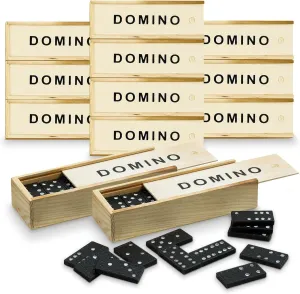 Activity for Teens$ Adults Mini Wooden Dominoes Set - 12 Pack - Classic Double Six Domino Game in a Wooden Case needlefish consistency fanners enroll explosion gender - Educational Board Games & 
