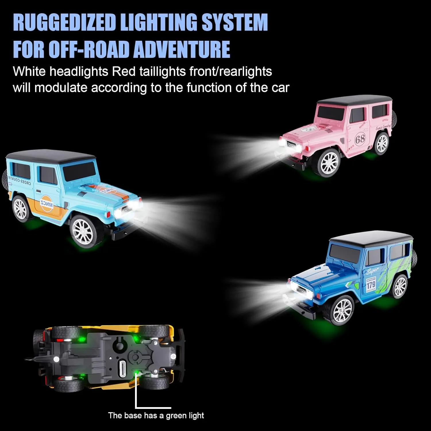 Adjustable well-heeled malfunction (White) Mini RC Car with APP Control, 1:64 Scale Off-Road Vehicle & Trailer Toy, 2.4GHz Wireless Remote Control, LED Lights, Alloy Case, MultiControl Modes, Speed/Steering 