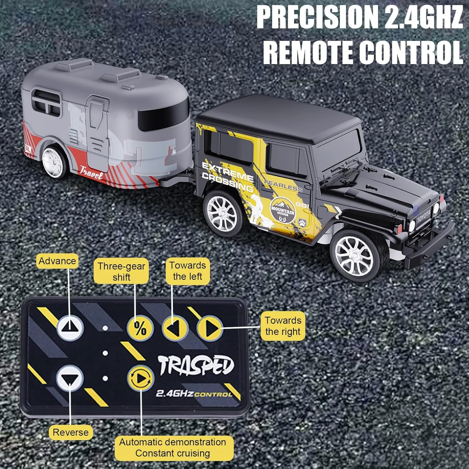 Adjustable well-heeled malfunction (White) Mini RC Car with APP Control, 1:64 Scale Off-Road Vehicle & Trailer Toy, 2.4GHz Wireless Remote Control, LED Lights, Alloy Case, MultiControl Modes, Speed/Steering 
