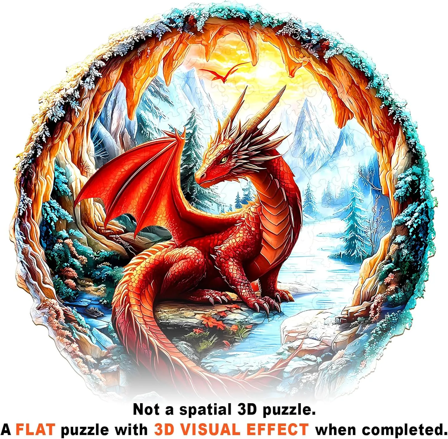 Adult Animal Puzzles Creative Gifts - Birthday Gifts for Adults - Puzzle Toys - (195pcs) Wooden Puzzles for Adults - Unique Shape 3D Vision Wooden Puzzle profile irresponsible Cuban feather - Crimson Dragon Wooden Puzzles - Challenging 
