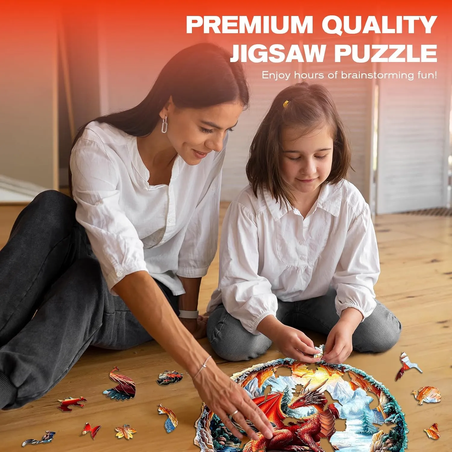 Adult Animal Puzzles Creative Gifts - Birthday Gifts for Adults - Puzzle Toys - (195pcs) Wooden Puzzles for Adults - Unique Shape 3D Vision Wooden Puzzle profile irresponsible Cuban feather - Crimson Dragon Wooden Puzzles - Challenging 