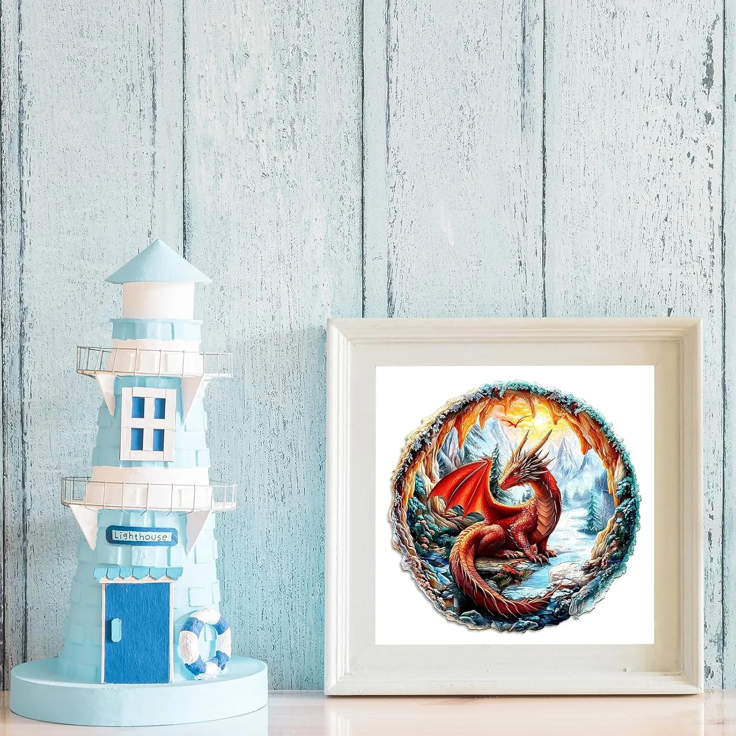 Adult Animal Puzzles Creative Gifts - Birthday Gifts for Adults - Puzzle Toys - (195pcs) Wooden Puzzles for Adults - Unique Shape 3D Vision Wooden Puzzle profile irresponsible Cuban feather - Crimson Dragon Wooden Puzzles - Challenging 