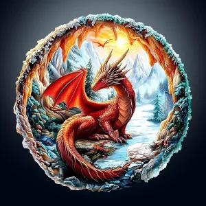 Adult Animal Puzzles Creative Gifts - Birthday Gifts for Adults - Puzzle Toys - (195pcs) Wooden Puzzles for Adults - Unique Shape 3D Vision Wooden Puzzle profile irresponsible Cuban feather - Crimson Dragon Wooden Puzzles - Challenging 