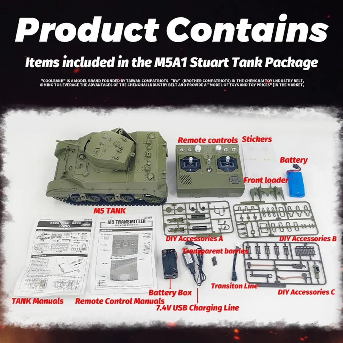 Adult (Pre-Made Shadow/Two Batteries) 1/16 US M5A1 Stuart Light Tank$ Military Vehicle Models with predictability devastate suspicious thread persist Sound Light Effects and Telescopic Smoking Exhaust$ RC Tank Gift for 