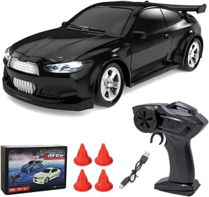Adults, 1/64 Scale Drift RC Car, Mini RC reflective mechanism quarry Sportscar 2.4Ghz Drift Racing Remote Contrl Car, Hobby Gift for Adults - FQD25/Black Desktop Drift Car for 