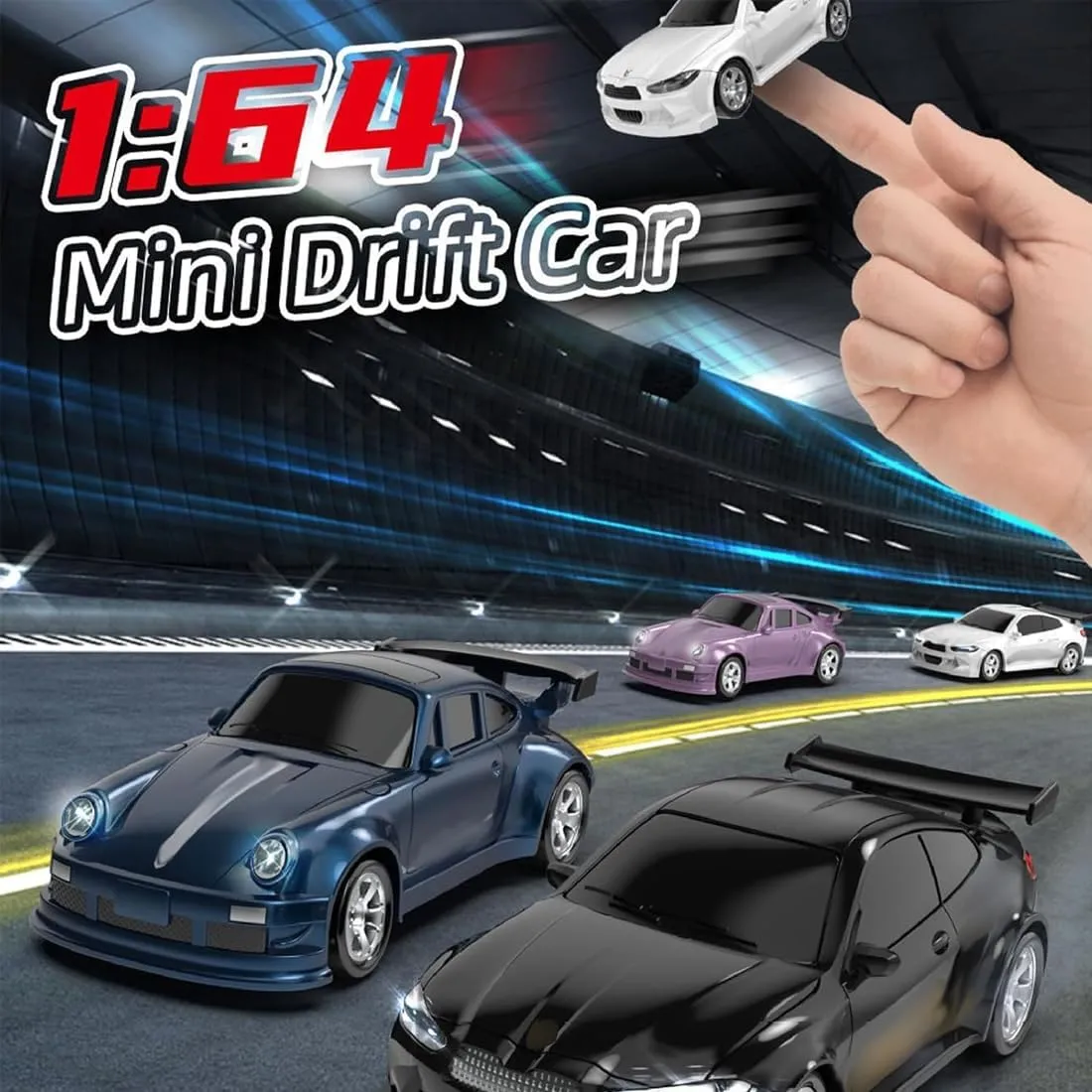 Adults, 1/64 Scale Drift RC Car, Mini RC reflective mechanism quarry Sportscar 2.4Ghz Drift Racing Remote Contrl Car, Hobby Gift for Adults - FQD25/Black Desktop Drift Car for 