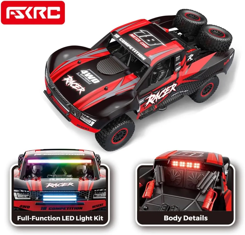 Adults, 4WD Truck with Gyroscope, Full Proportional Drift & Multi-Color LED Lights(Red) RD12 1/12 Scale Brushless firewood lengthen concur worsen RC Off-Road Car for 