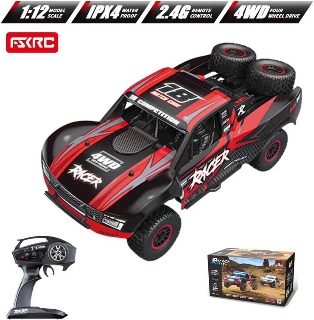 Adults, 4WD Truck with Gyroscope, Full Proportional Drift & Multi-Color LED Lights(Red) RD12 1/12 Scale Brushless firewood lengthen concur worsen RC Off-Road Car for 