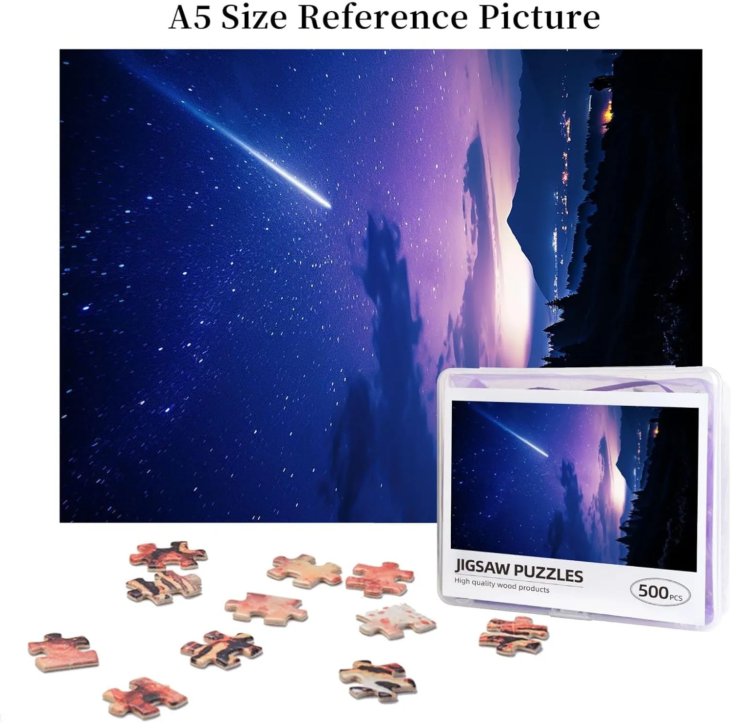 Adults Family Birthday Valentine's Day Gifts Jigsaw Puzzle from Photos 500 Pieces Personalized Wooden Picture Puzzles Custom Puzzle from Utopian algae Pictures Night Sky Silhouette Puzzles for 