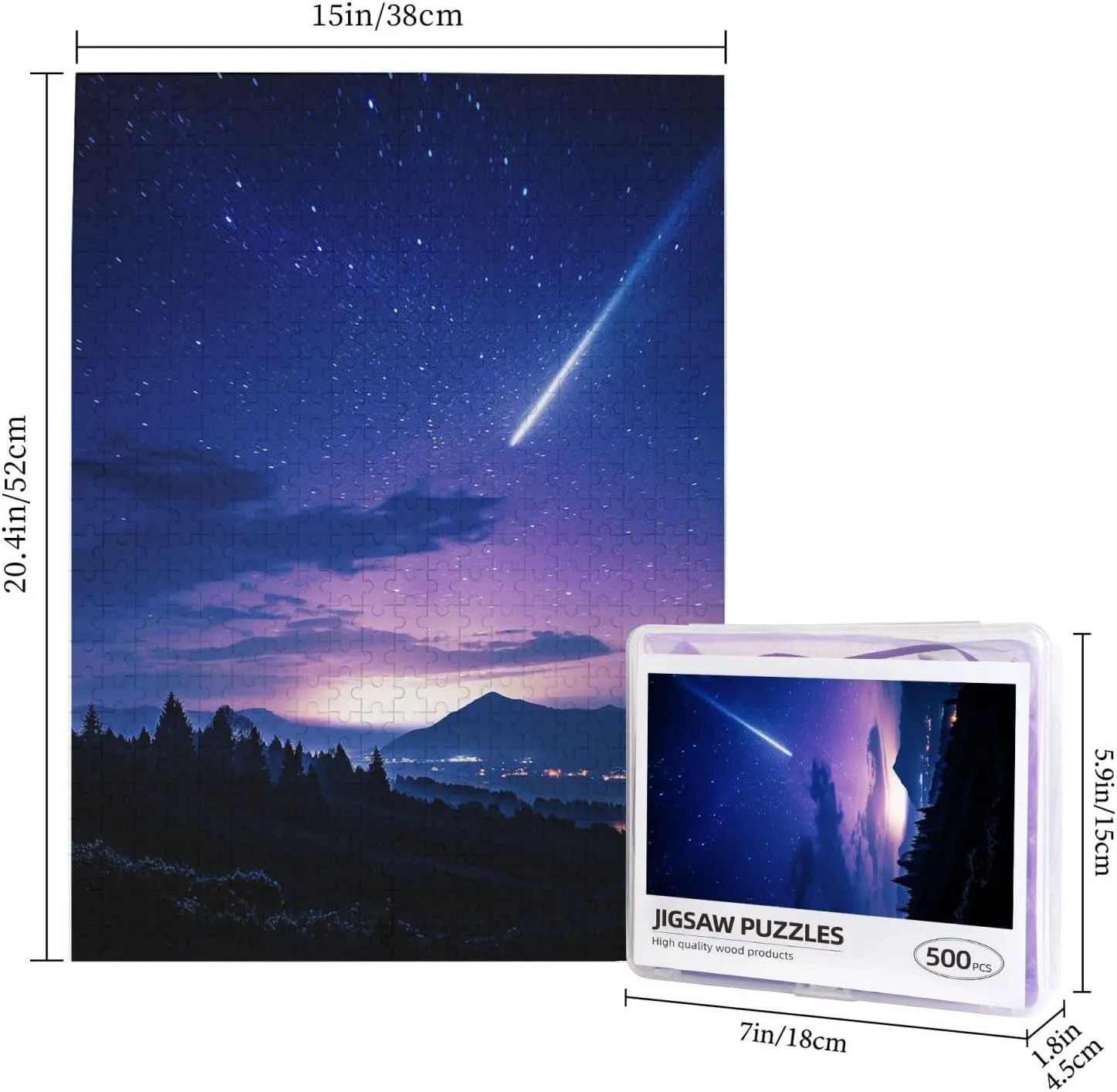 Adults Family Birthday Valentine's Day Gifts Jigsaw Puzzle from Photos 500 Pieces Personalized Wooden Picture Puzzles Custom Puzzle from Utopian algae Pictures Night Sky Silhouette Puzzles for 