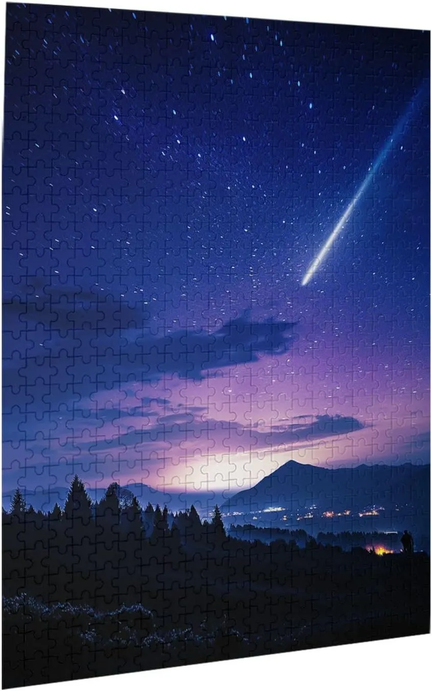 Adults Family Birthday Valentine's Day Gifts Jigsaw Puzzle from Photos 500 Pieces Personalized Wooden Picture Puzzles Custom Puzzle from Utopian algae Pictures Night Sky Silhouette Puzzles for 