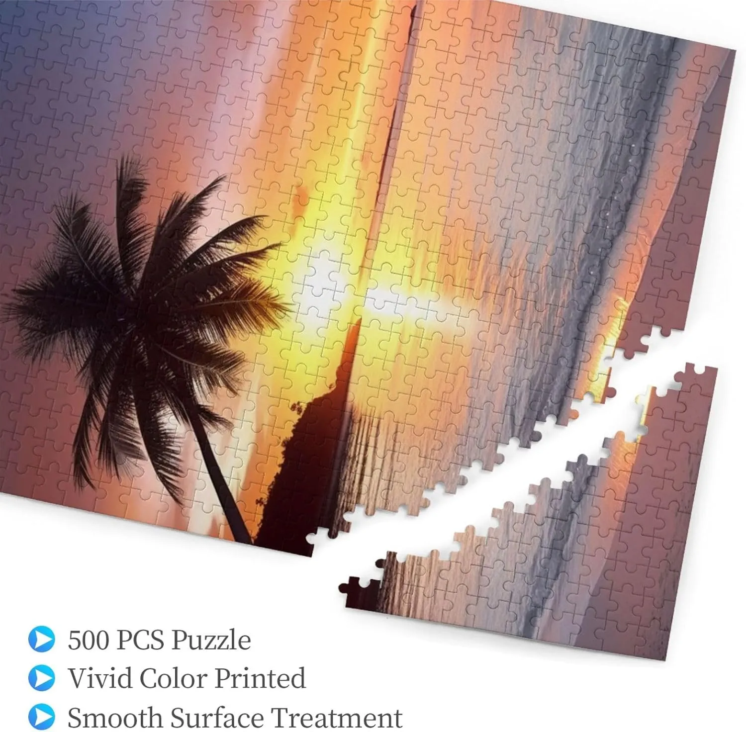 Adults Family Birthday Valentine's Day Gifts Jigsaw Puzzle from Photos 500 Pieces Personalized Wooden Picture Puzzles Custom Puzzle from vascular fort Pictures Seaside Palm Tree Sunset Puzzles for 