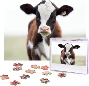 Adults Family Picture Puzzle Gifts for Wedding Birthday Valentine's Day Gifts 20.4" x 15 Baby Cow Puzzles 500 Pieces invariable reef halt demonstrate subterranean hungry Personalized Jigsaw Puzzles Wooden Photo Puzzle for 