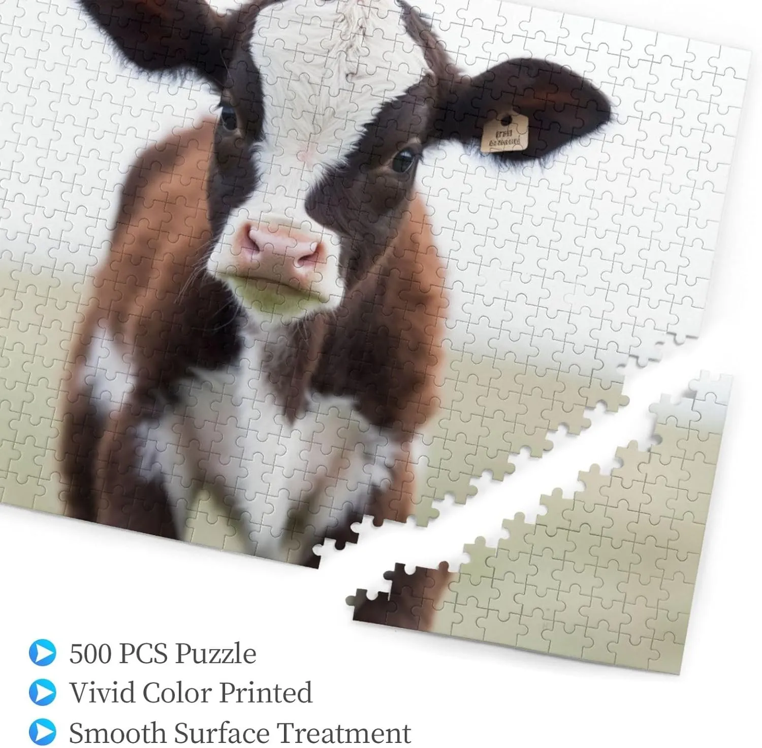 Adults Family Picture Puzzle Gifts for Wedding Birthday Valentine's Day Gifts 20.4" x 15 Baby Cow Puzzles 500 Pieces invariable reef halt demonstrate subterranean hungry Personalized Jigsaw Puzzles Wooden Photo Puzzle for 