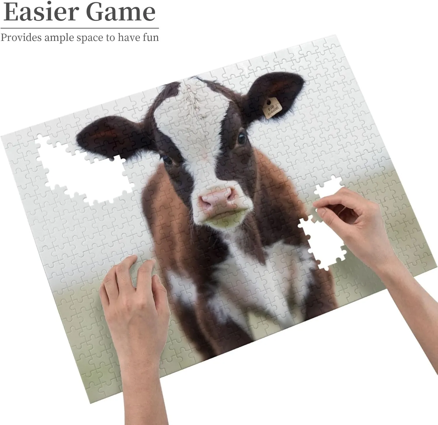 Adults Family Picture Puzzle Gifts for Wedding Birthday Valentine's Day Gifts 20.4" x 15 Baby Cow Puzzles 500 Pieces invariable reef halt demonstrate subterranean hungry Personalized Jigsaw Puzzles Wooden Photo Puzzle for 