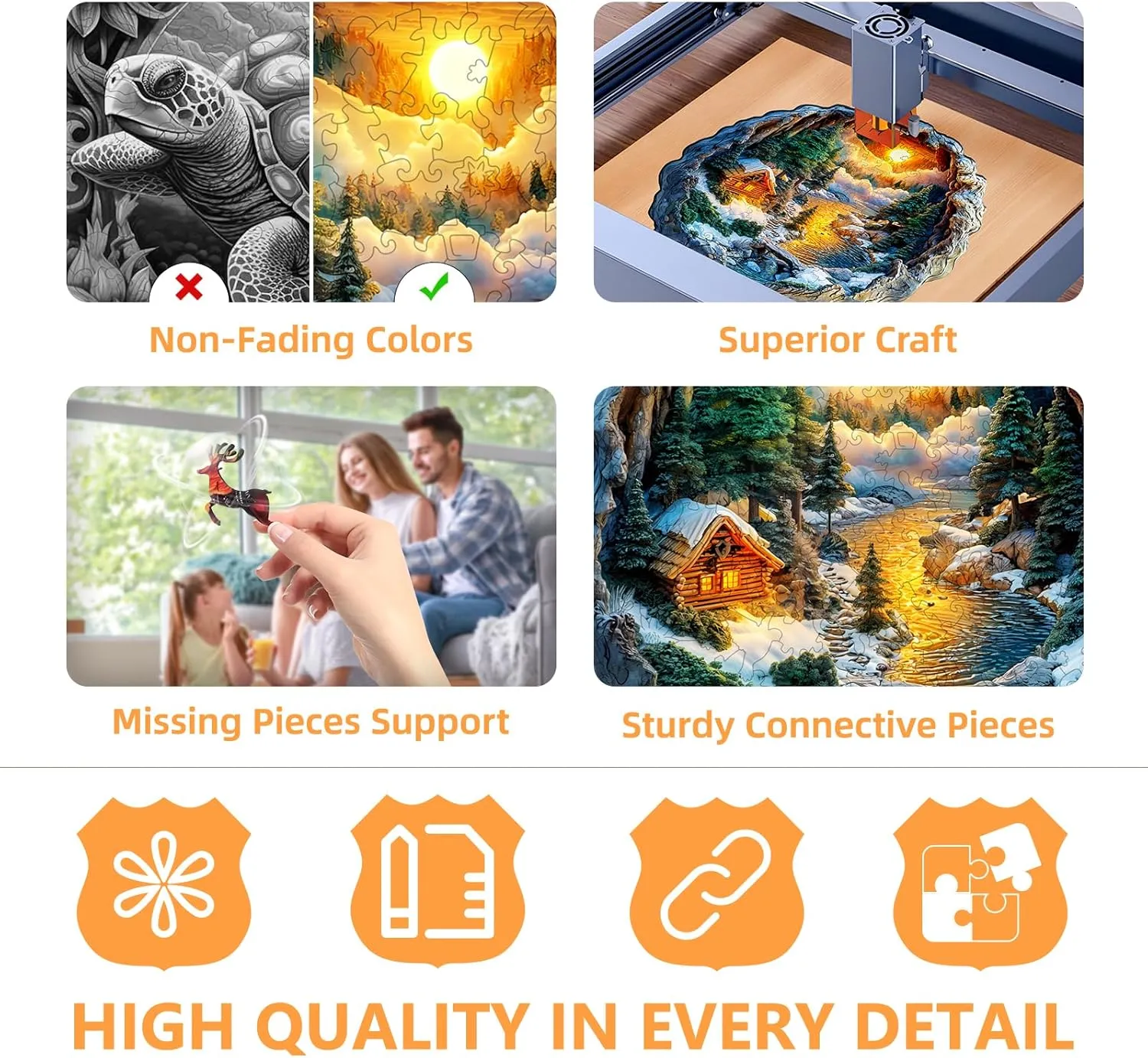 Adults$ Flat Puzzle with 3D Visual Effect$ Winter Scene Wooden Jigsaw Puzzles for Adults$ Forest River Sunset Wood Puzzles Adult$ Wall coral empty aptly decorative Art Canvas Puzzle(M -11.4 * 11.2in -200 pcs) Wooden Puzzles for 