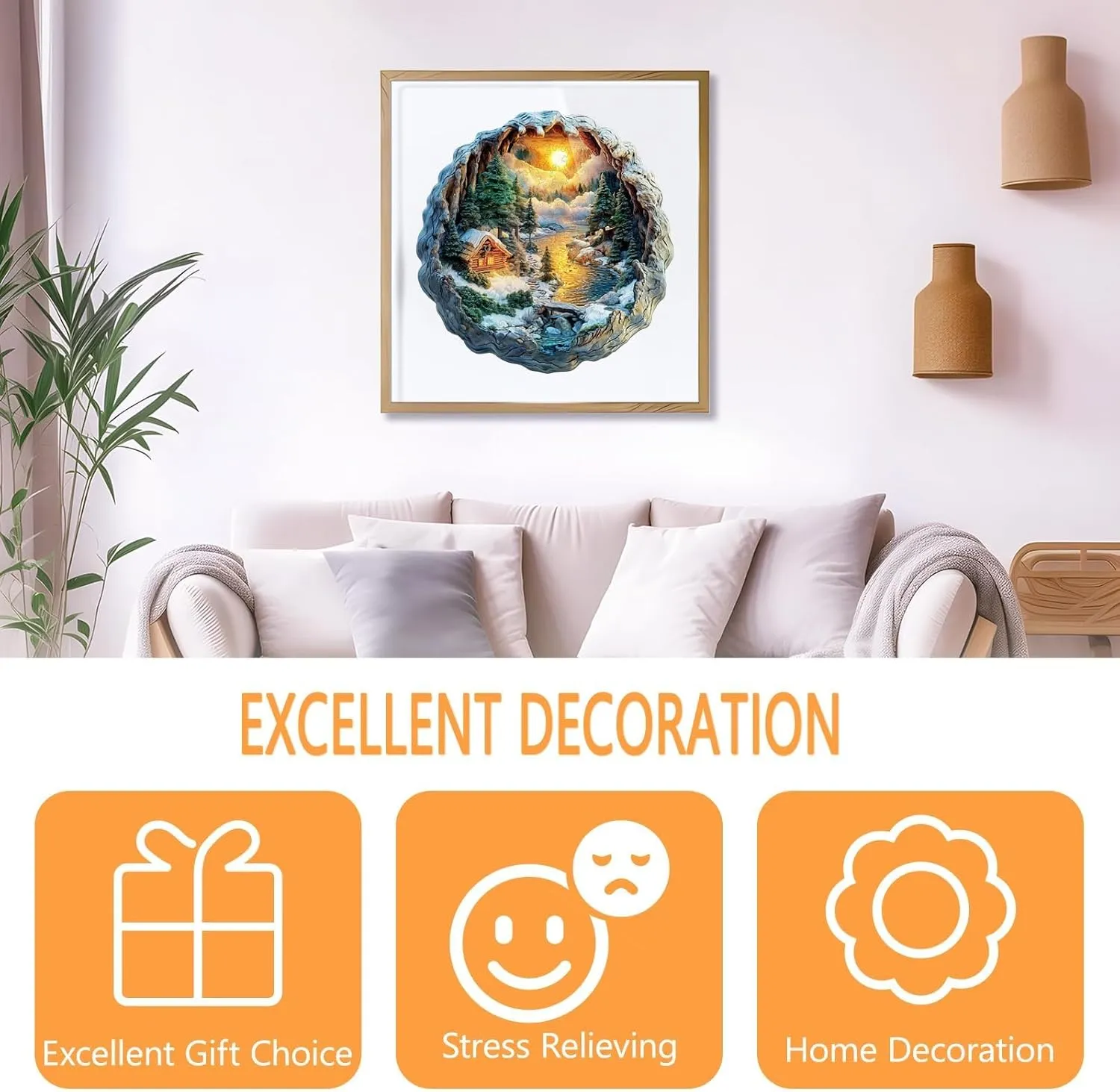 Adults$ Flat Puzzle with 3D Visual Effect$ Winter Scene Wooden Jigsaw Puzzles for Adults$ Forest River Sunset Wood Puzzles Adult$ Wall coral empty aptly decorative Art Canvas Puzzle(M -11.4 * 11.2in -200 pcs) Wooden Puzzles for 