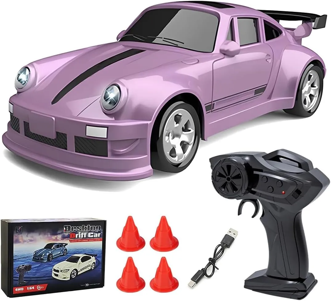 Adults - FQD23/Pink Desktop Drift Car for Adults, 1/64 Scale Drift RC Car, imperfect obey special Mini RC Sportscar 2.4Ghz Drift Racing Remote Contrl Car, Hobby Gift for 