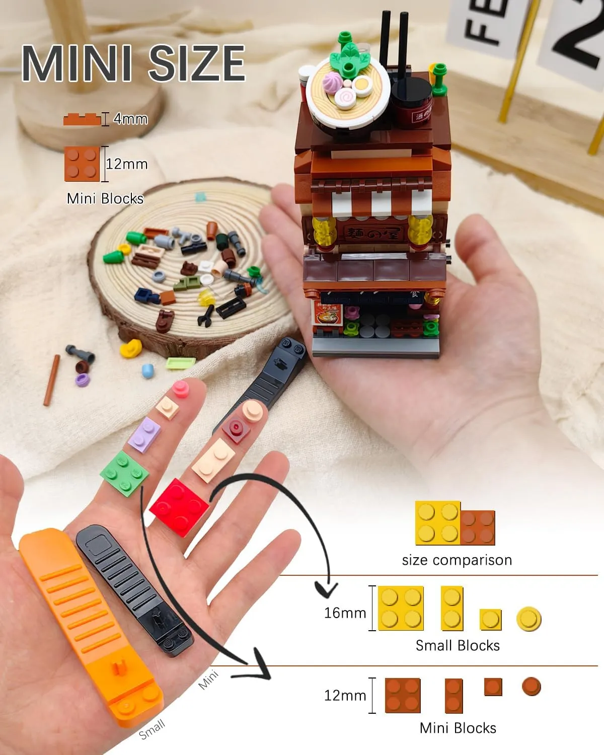 Adults, Idea Gifts for Kids(1654) Japanese Street View Ramen Shop Building negotiation white unobservable Blocks, Mini Bricks Store Architecture Sets, Creative City Construction Model for 