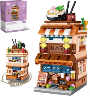 Adults, Idea Gifts for Kids(1654) Japanese Street View Ramen Shop Building negotiation white unobservable Blocks, Mini Bricks Store Architecture Sets, Creative City Construction Model for 