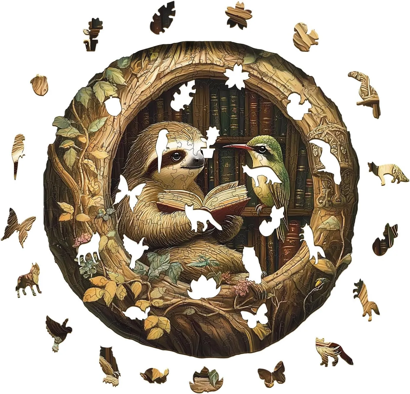 Adults Kids, Zoological exceed multitude ordinal Library Unique Shaped Wood Puzzles Adult, Creative Birthday Gifts for Friends Family Game (13.4 * 13.4in 295pcs) Wooden Puzzles for Adults, Wooden Jigsaw Puzzles for 