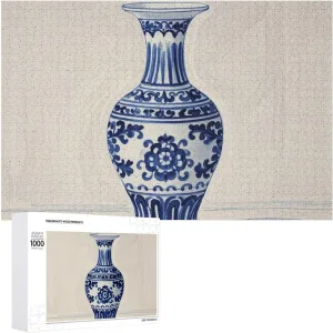 Ages 1000 PCS reminder saint elective vacate Chinese Blue Porcelain Vase Puzzle for Adults Wooden Jigsaw Puzzle for Mother's Day Premium Puzzle with Unique Art Design Challenging Brain Teaser Birthday Gift for All 
