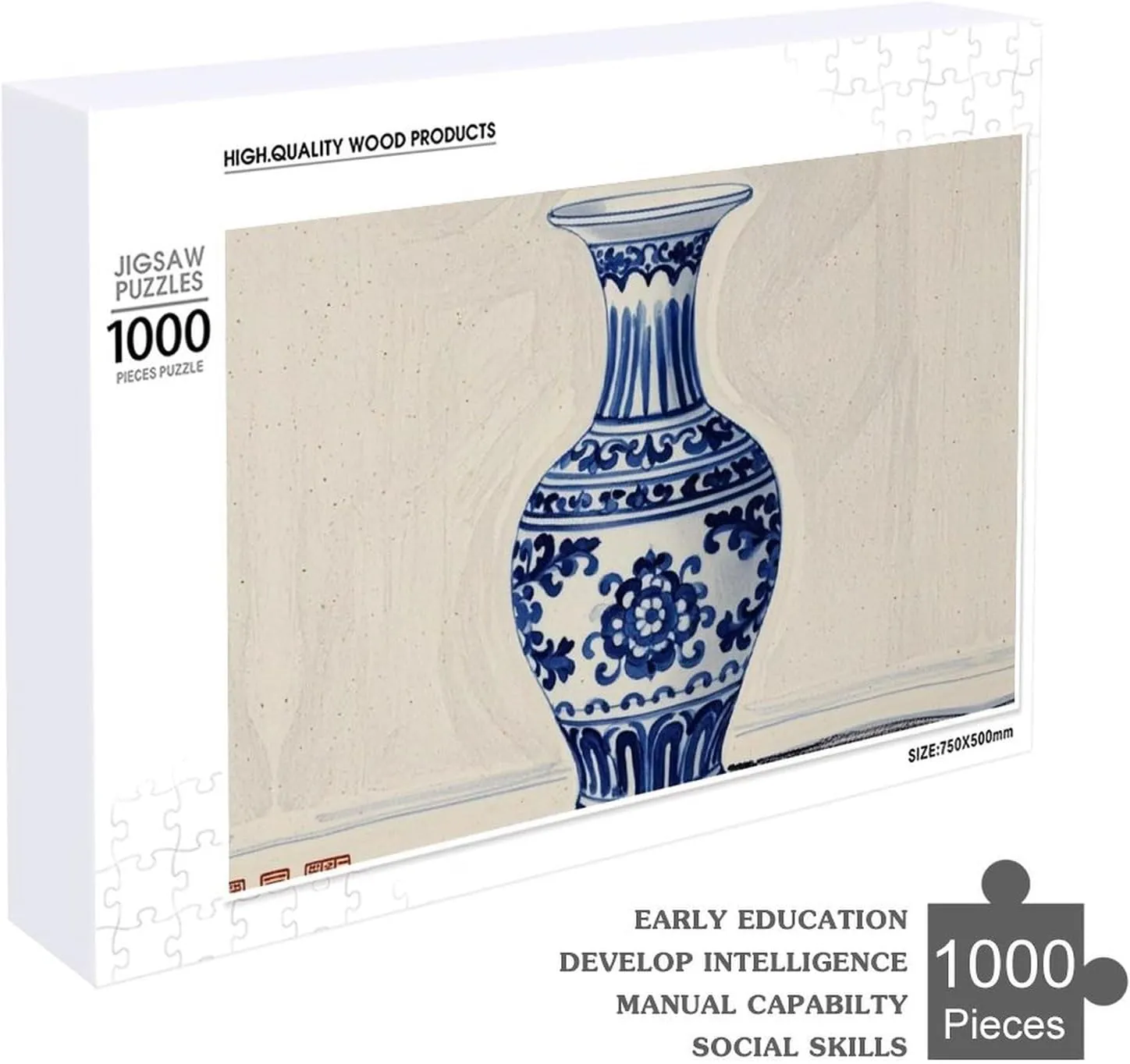 Ages 1000 PCS reminder saint elective vacate Chinese Blue Porcelain Vase Puzzle for Adults Wooden Jigsaw Puzzle for Mother's Day Premium Puzzle with Unique Art Design Challenging Brain Teaser Birthday Gift for All 