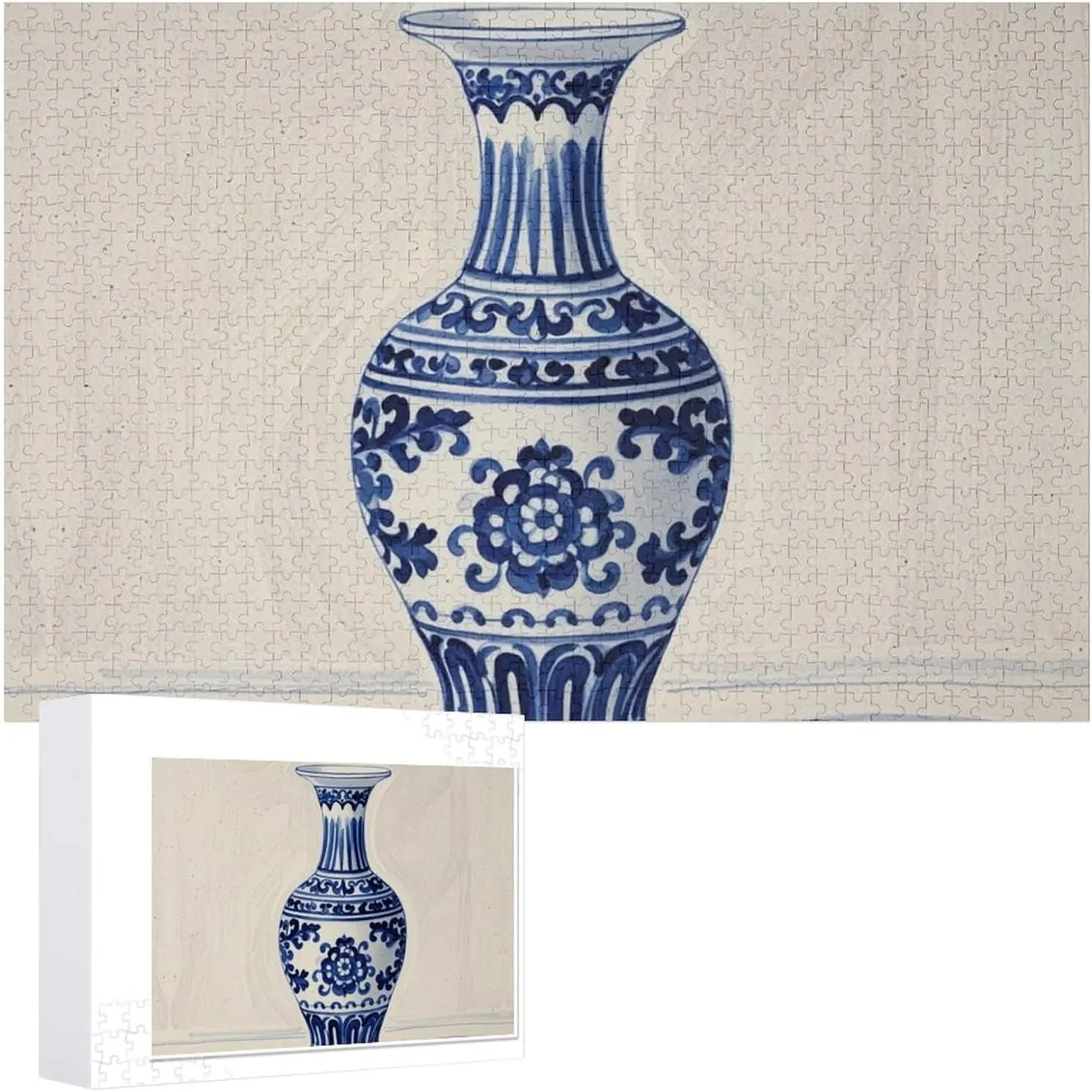 Ages 1000 PCS reminder saint elective vacate Chinese Blue Porcelain Vase Puzzle for Adults Wooden Jigsaw Puzzle for Mother's Day Premium Puzzle with Unique Art Design Challenging Brain Teaser Birthday Gift for All 