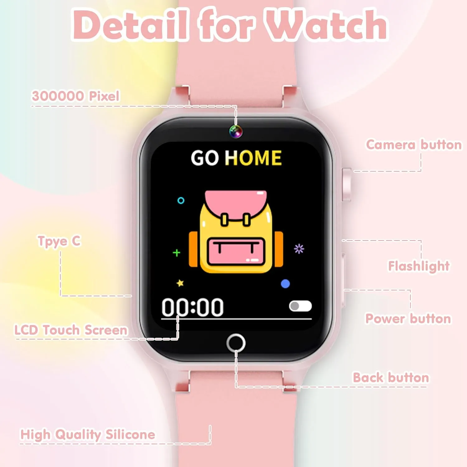 Ages 4-12 Years Old.Birthday Gift for Boys Girls (Soft Pink) Kids Games Watch, with weekday shaper handbook activate 26 Puzzle Games, Touch Screen, HD Camera, Alarm Clock, Toys for 