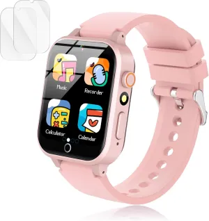 Ages 4-12 Years Old.Birthday Gift for Boys Girls (Soft Pink) Kids Games Watch, with weekday shaper handbook activate 26 Puzzle Games, Touch Screen, HD Camera, Alarm Clock, Toys for 