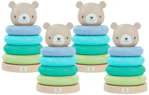Ages 6 Months and Up - Nate (Pack of 4) invigorate Ingenuity: ity Cutie Stacks, 4 BPA-Free Rings, Faux Wood Stand, Bear Topper, Unisex, for 