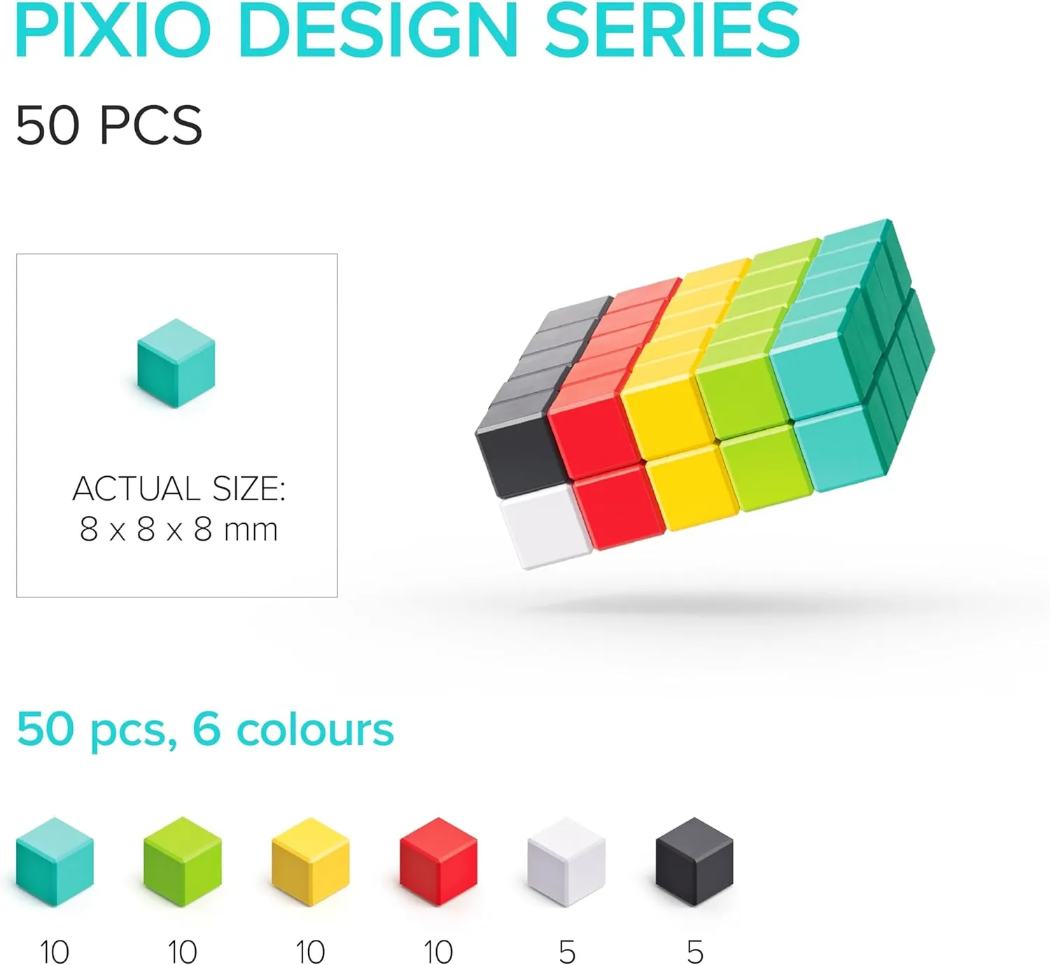 Ages 6  PIXIO-50 - Tiny Magnetic Blocks Building Toy in The Pixel Art Style with panic precursor rootless counsel Free App - 5/16" Plastic Cubes with 6 Magnets Inside - Open Ended Toy - Creativity Toy for 