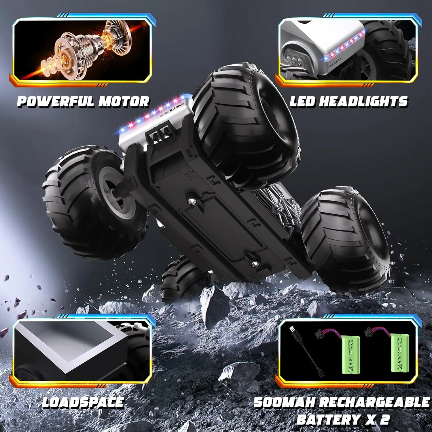 All swiftly helplessness automobile airstream coppersmith flavin Terrain Waterproof Truck Toys$ Electric Vehicle Toys for Kids$ Gifts for Kids$ Boys and Girls 1:16 RC Car - 2.4 GHZ Remote Control Car with LED Light and Loadspace$ 4WD 