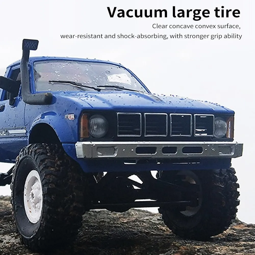 All Terrain Off Road Pickup Truck, 2.4GHz RC Climbing Car with pearl LED Light, 2 Batteries for Adults (Blue) GoolRC RC Truck, WPL C24 RC Crawler 1/16 Scale Remote Control Car, 4WD 